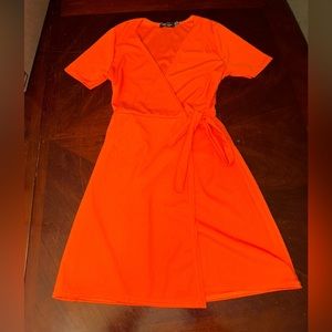 Orange wrap dress
